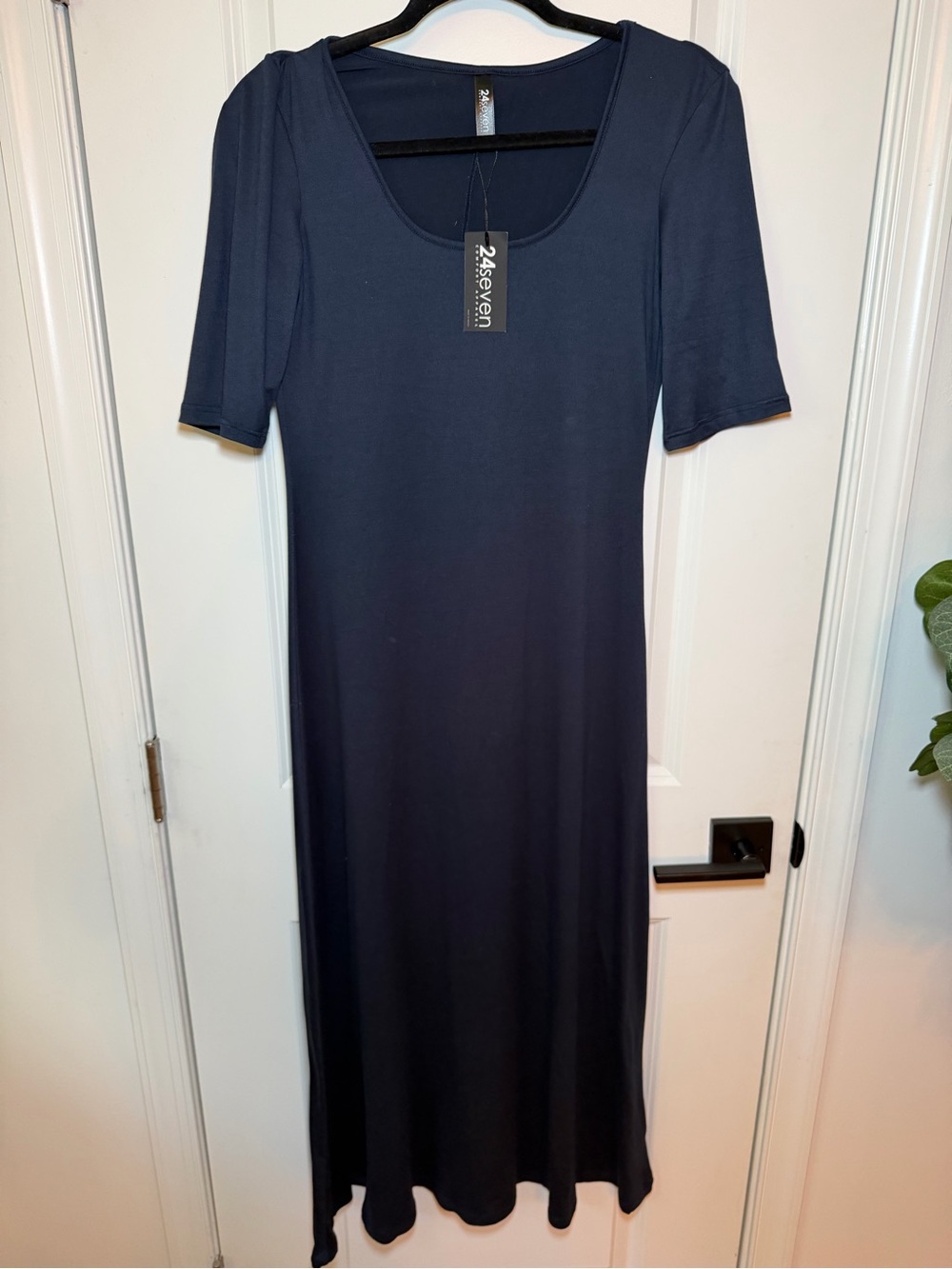 24/7 Seven Scoop Neck Navy Maxi Dress